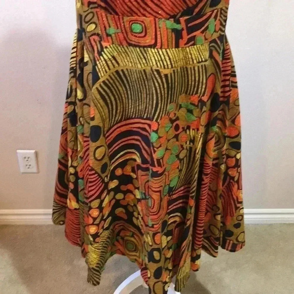 Ashro Cotton Multi Colored Fit and Flare Empire Waist Midi Dress-Size 6 - Picture 6 of 11